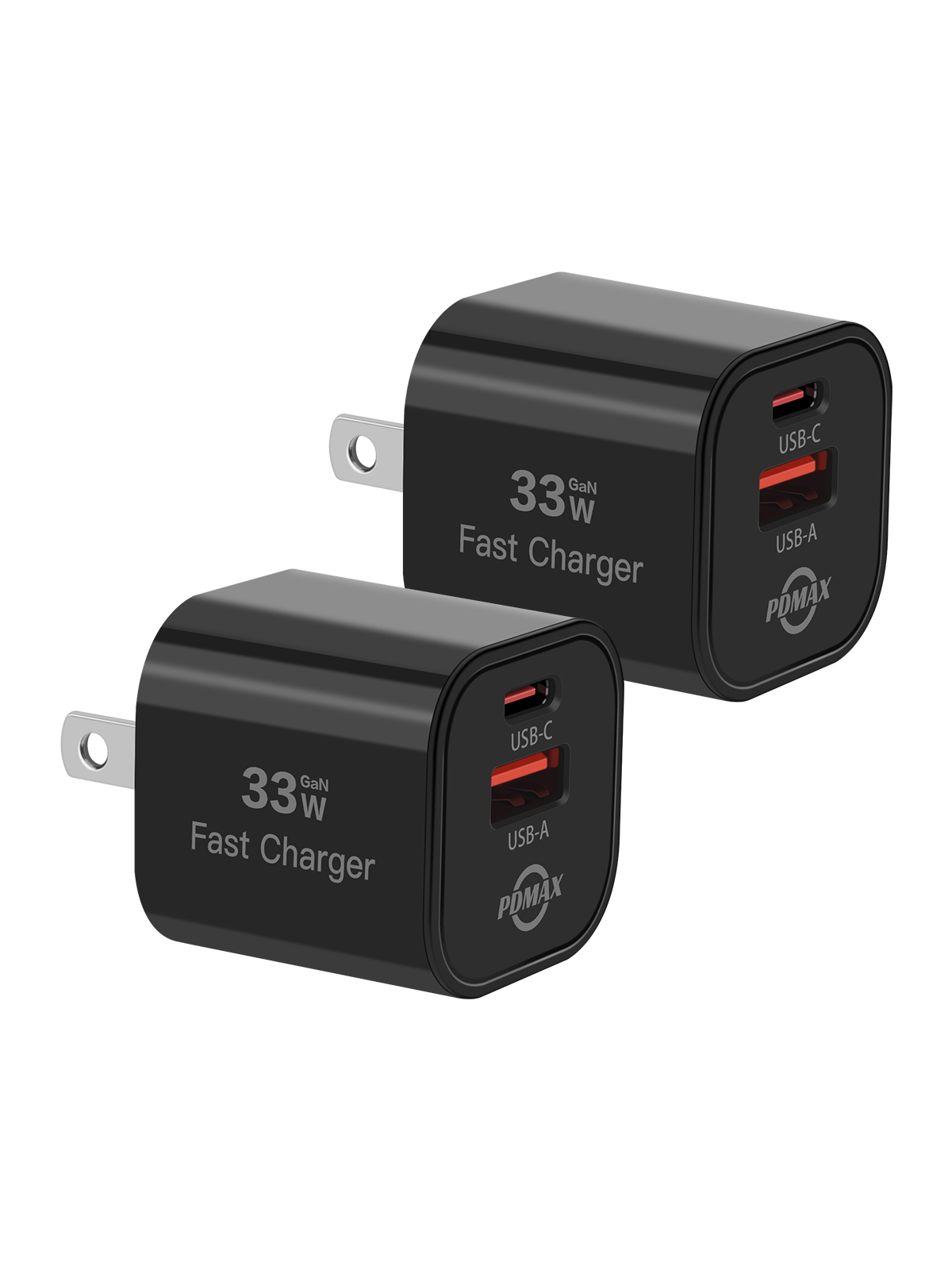 PDMAX 33W USB-C Charger Block, Fast Charging USB-C & USB-A Wall Charger, Dual Port with Gan Tech,for iPhone, Galaxy, Pixel, iPad, AirPods & MacBook Air 