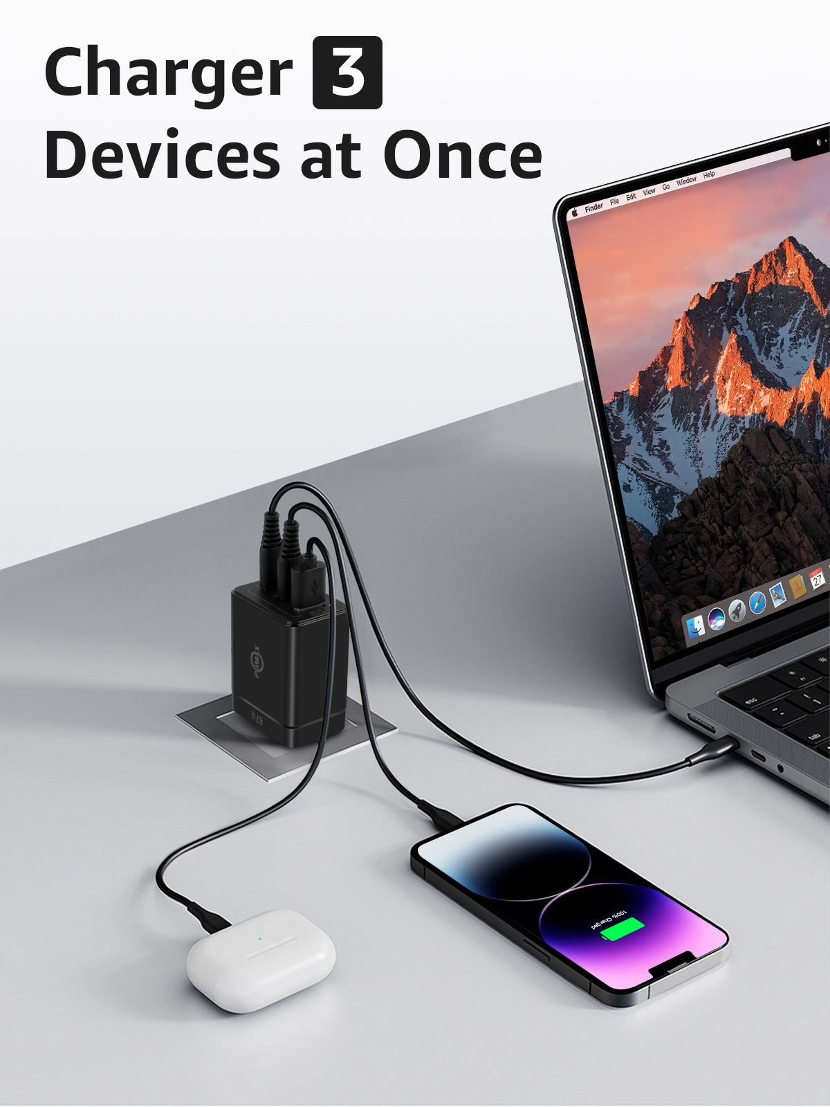 PDMAX 65W USB C Charger Block,Dual usb c charger,Foldable GaN PD Charger,Super fast charging with Type-C and USB-A Ports for iPhone 15, S24 ultra, MacBook Pro/Air, Chromebook, Tablets and iPad