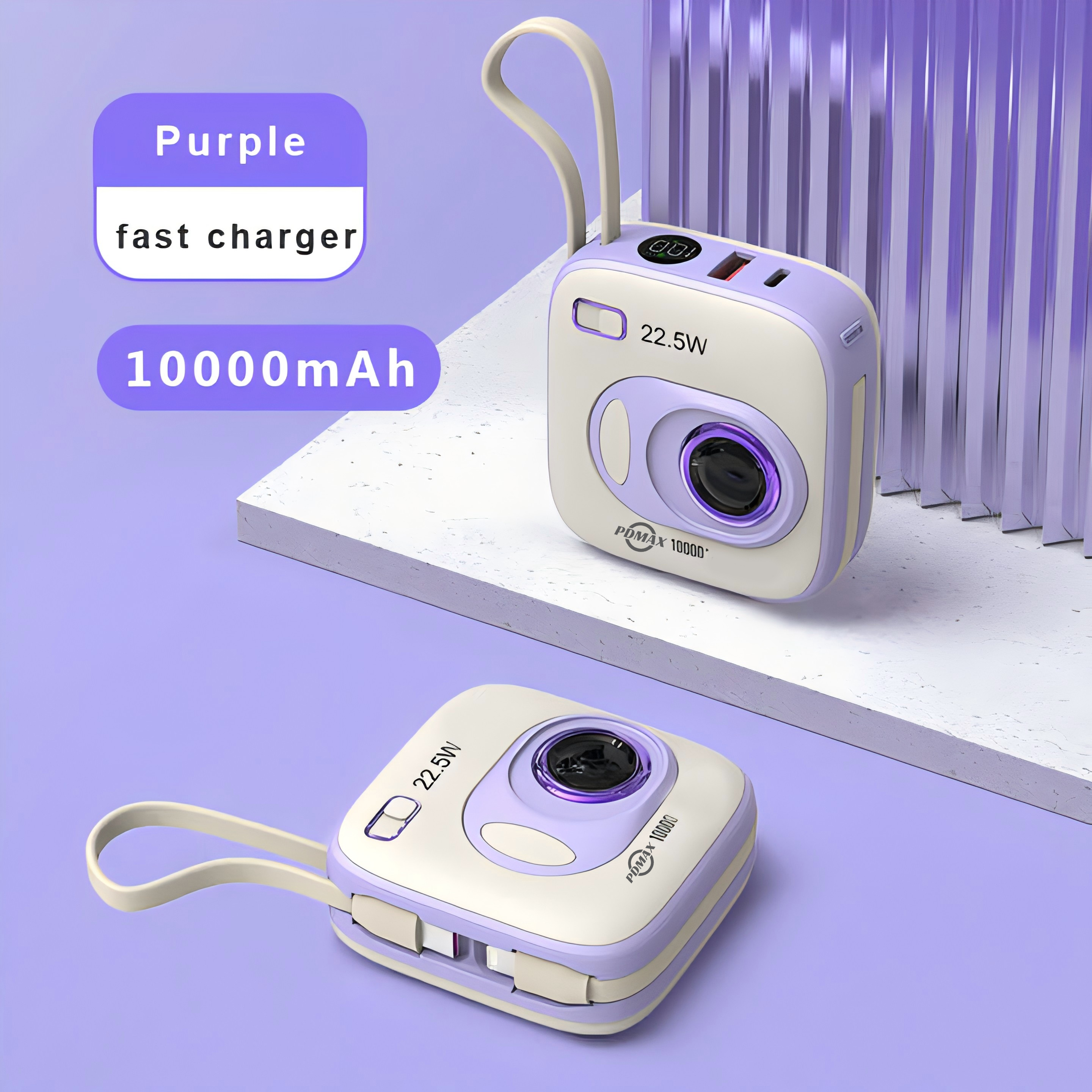 PDMAX 10,000mAh 22.5W Ultra-Fast Charging Power Bank with Digital Display & Dual LED 