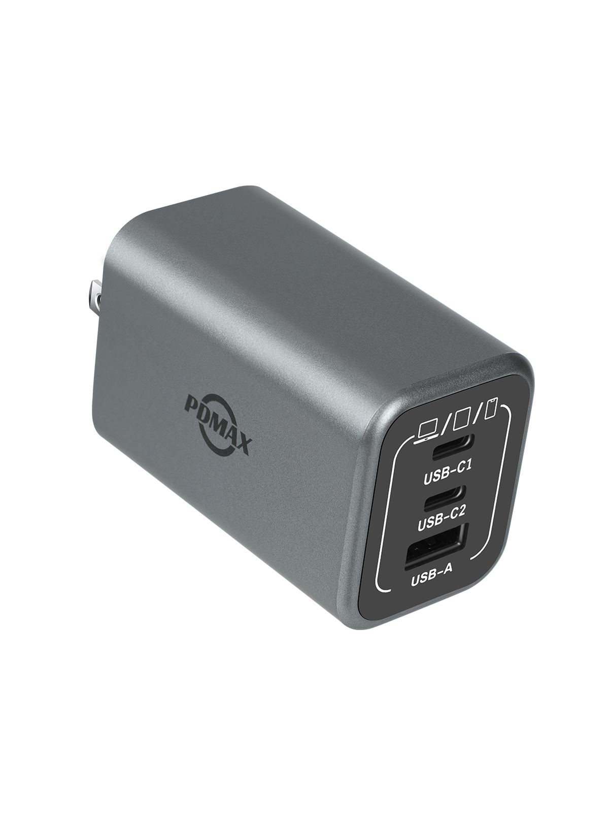 PDMAX 67W USB-C Charger Block - Foldable Super Fast Type C Charging for iPhone 16/15 Pro Max, MacBook, iPad Pro, Galaxy S24, Samsung S24, and More Series with Dual USB-C and USB-A Ports