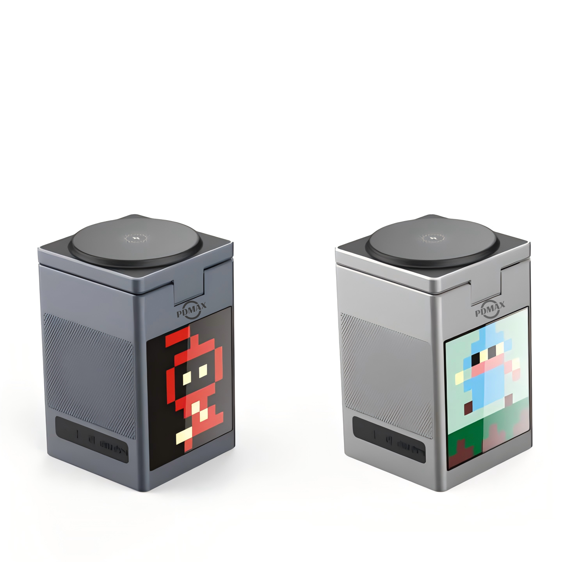 PDMAX Compact 6-in-1 Wireless Charger with Speaker, Night Light, and Logo for iPhones – Fast Charging, Magnetic Design, and Multifunctional Features.