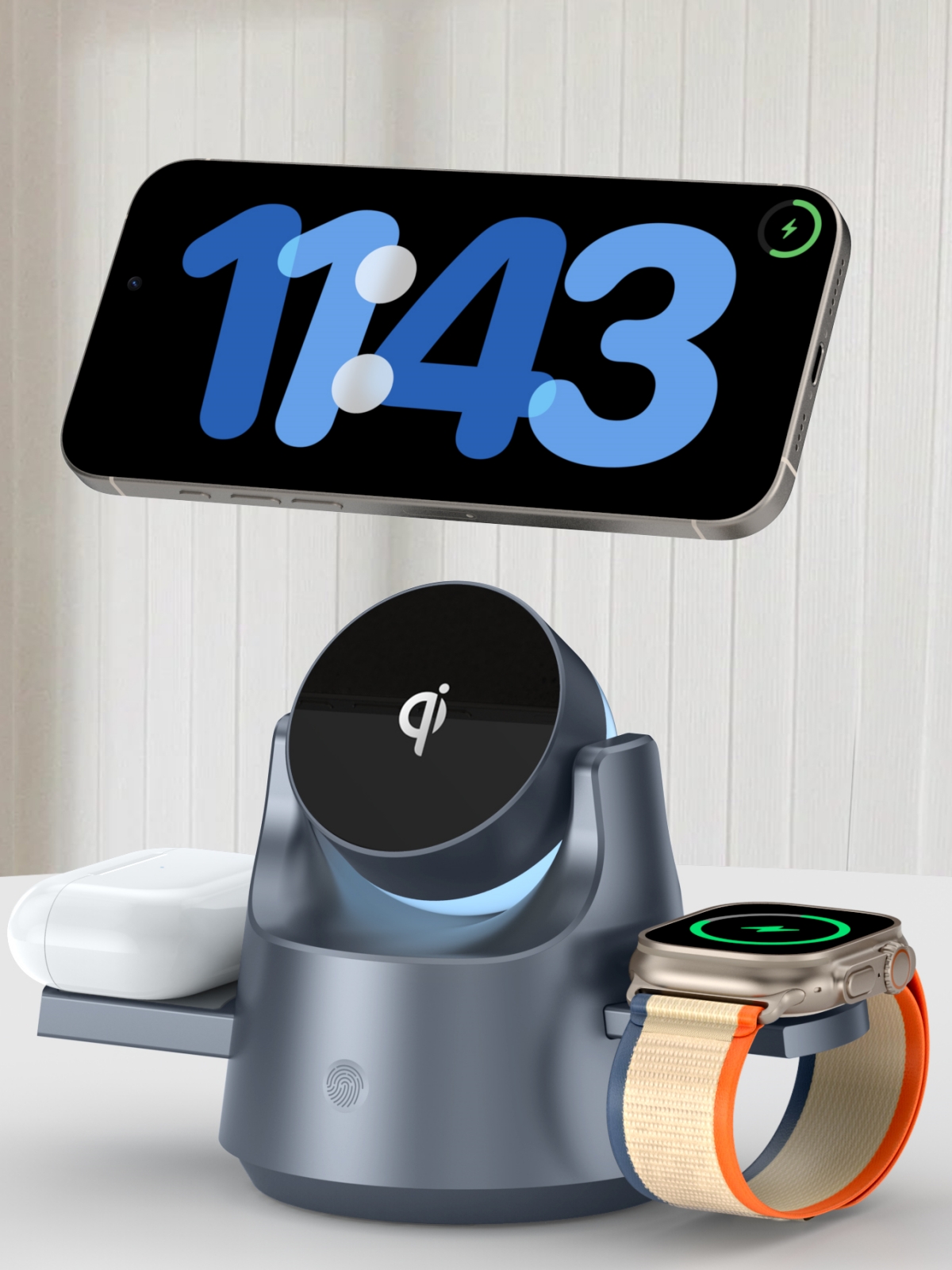 PDMAX M1 | 4-in-1 MagSafe Wireless Charging Station for iPhone, AirPods, Apple Watch with RGB Night Light & Electric Retractable Dock