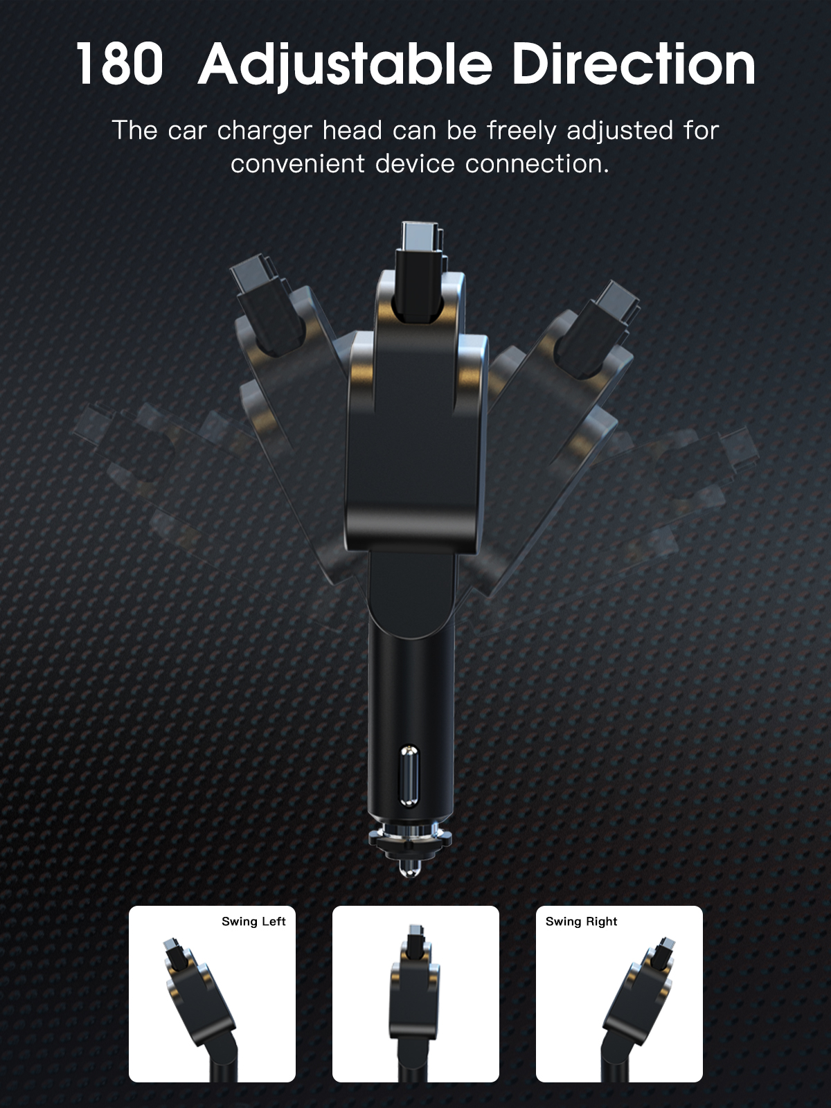 PDMAX Retractable Car Charger Fast Charging 96W - 4 in 1 Cigarette Lighter Adapter with 2 Retractable Cables (USB-C & iOS) and 2 USB Ports, USB-C Car Charger for iPhone,iPad,Galaxy,Pixel and More