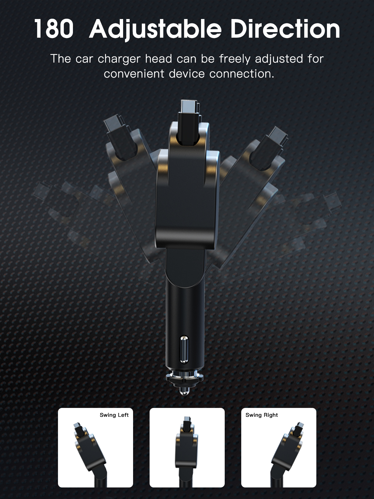 PDMAX Retractable Car Charger Fast Charging 96W - 4 in 1 Cigarette Lighter Adapter with 2 Retractable Cables (USB-C & iOS) and 2 USB Ports, USB-C Car Charger for iPhone,iPad,Galaxy,Pixel and More