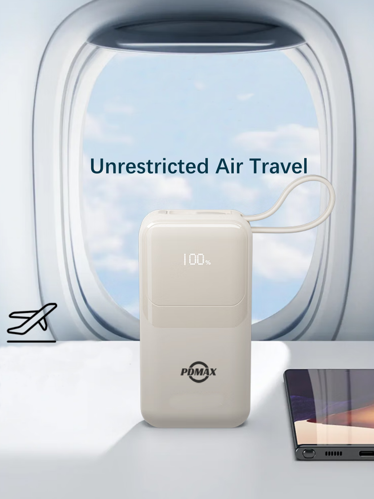 PDMAX Travel Charging Set – 30W USB-C GaN Fast Charger + Compact Power Bank with Built-in Cable, Air Travel Safe, Compatible with iPhone & Samsung