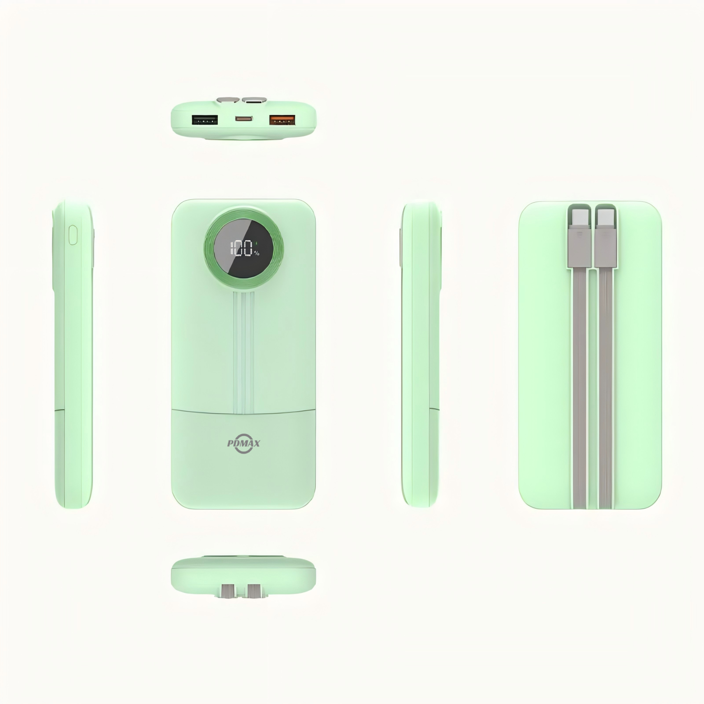 PDMAX 10000mAh big capacity powerbank fast charging powerbank with LED display with built-in charging cable