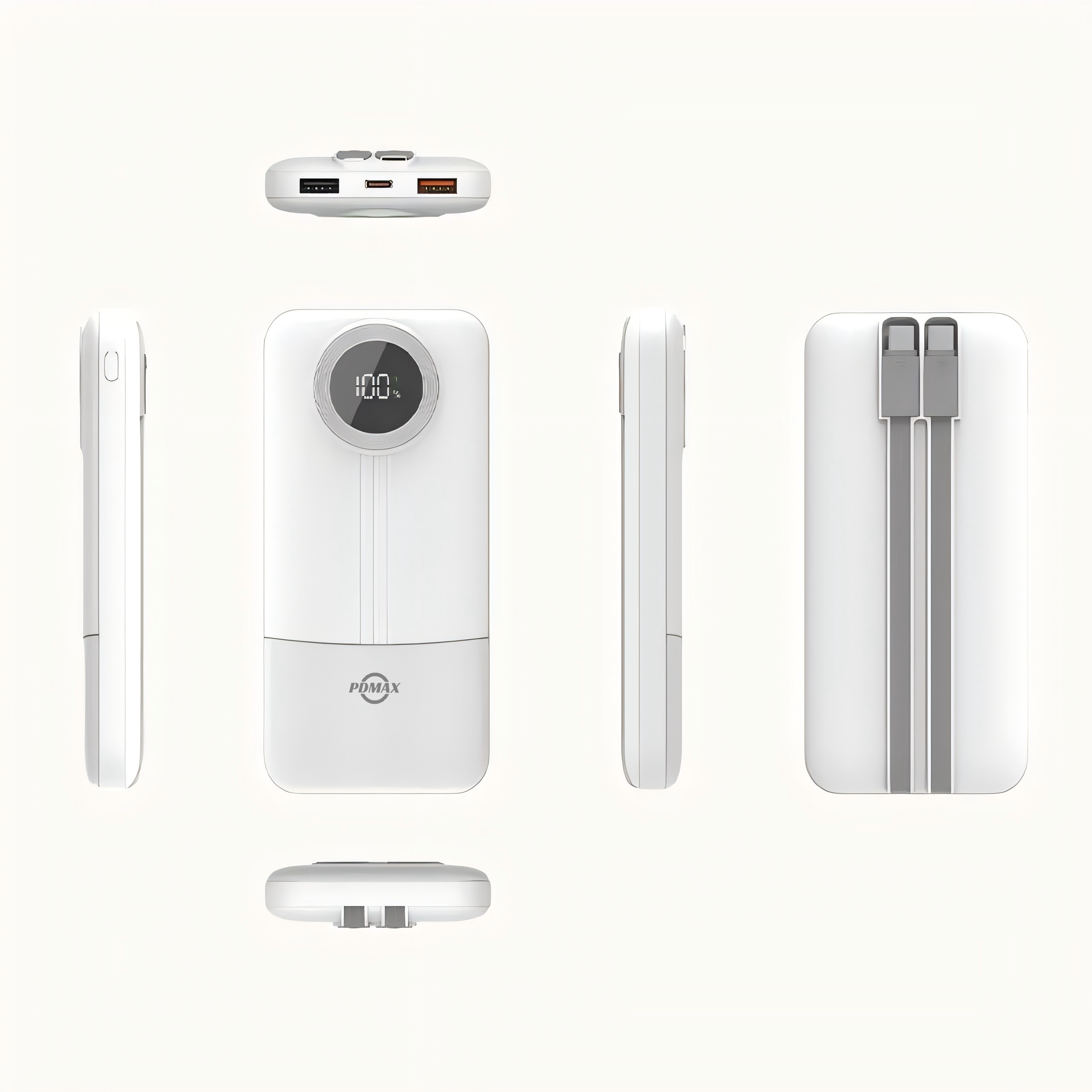 PDMAX 10000mAh big capacity powerbank fast charging powerbank with LED display with built-in charging cable