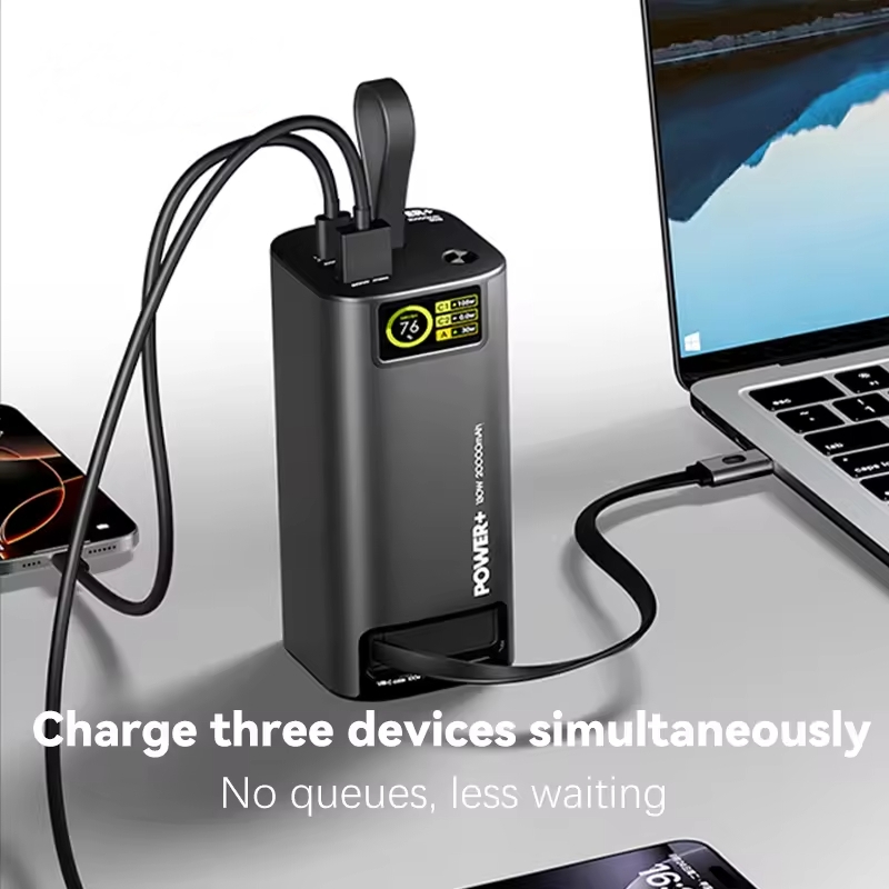 PDMAX 130W Portable Power Bank 20000mAh, Fast Charging External Battery Pack with LED Display, Compatible with Laptop, iPhone, Samsung, Steam Deck, and More