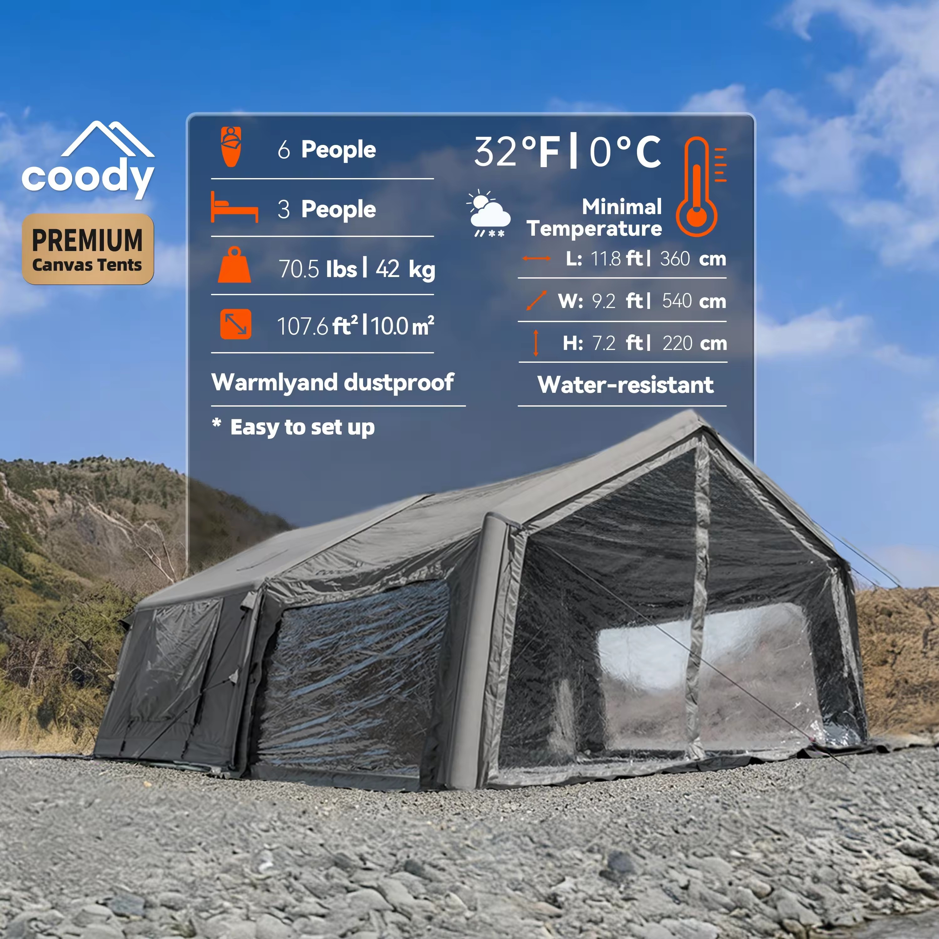 Coody 10.0 Inflatable Tent+Inflatable Foyer