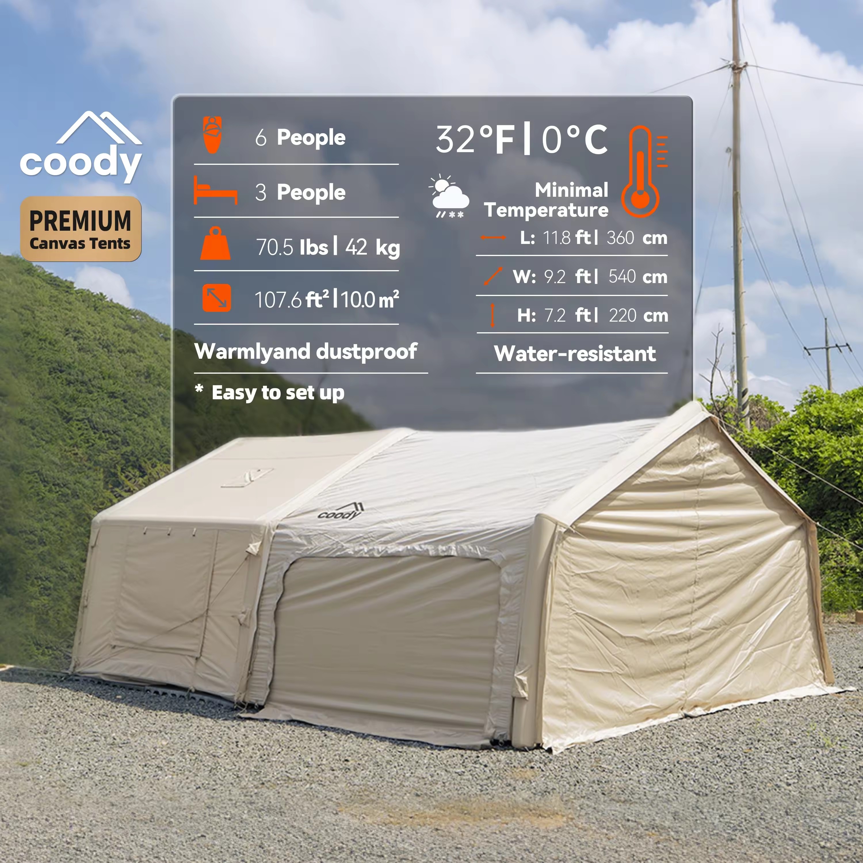 Coody 10.0 Inflatable Tent+Inflatable Foyer