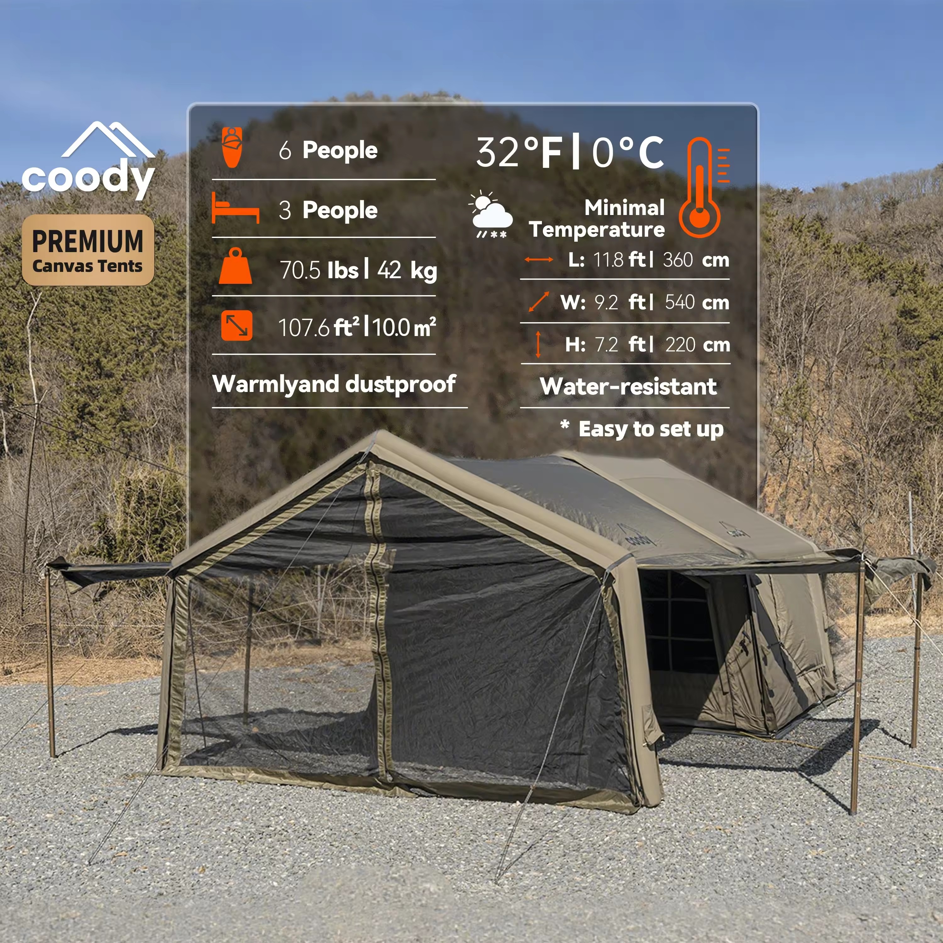 Coody 10.0 Inflatable Tent+Inflatable Foyer