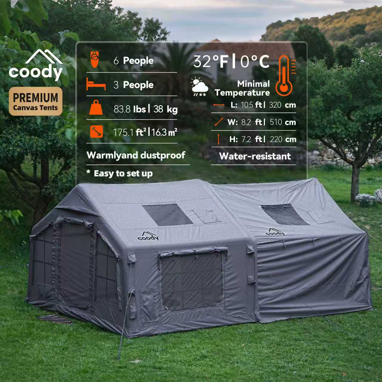 Coody 8.0 Inflatable Tent+Framed Foyer