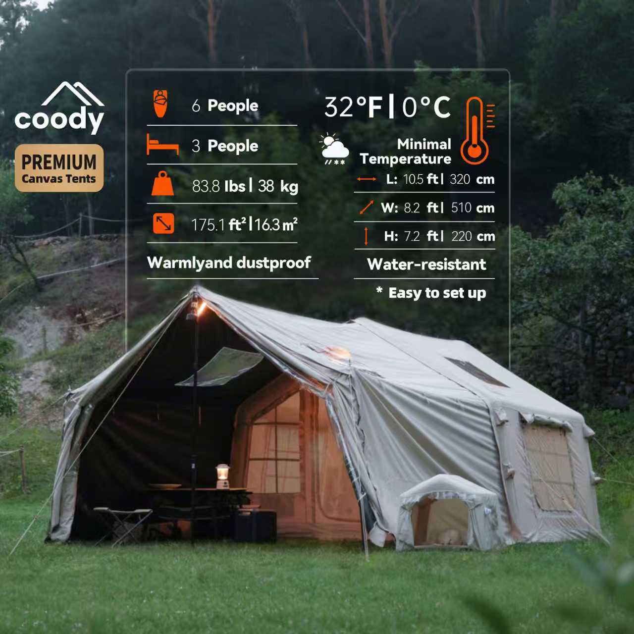 Coody 8.0 Inflatable Tent+Framed Foyer