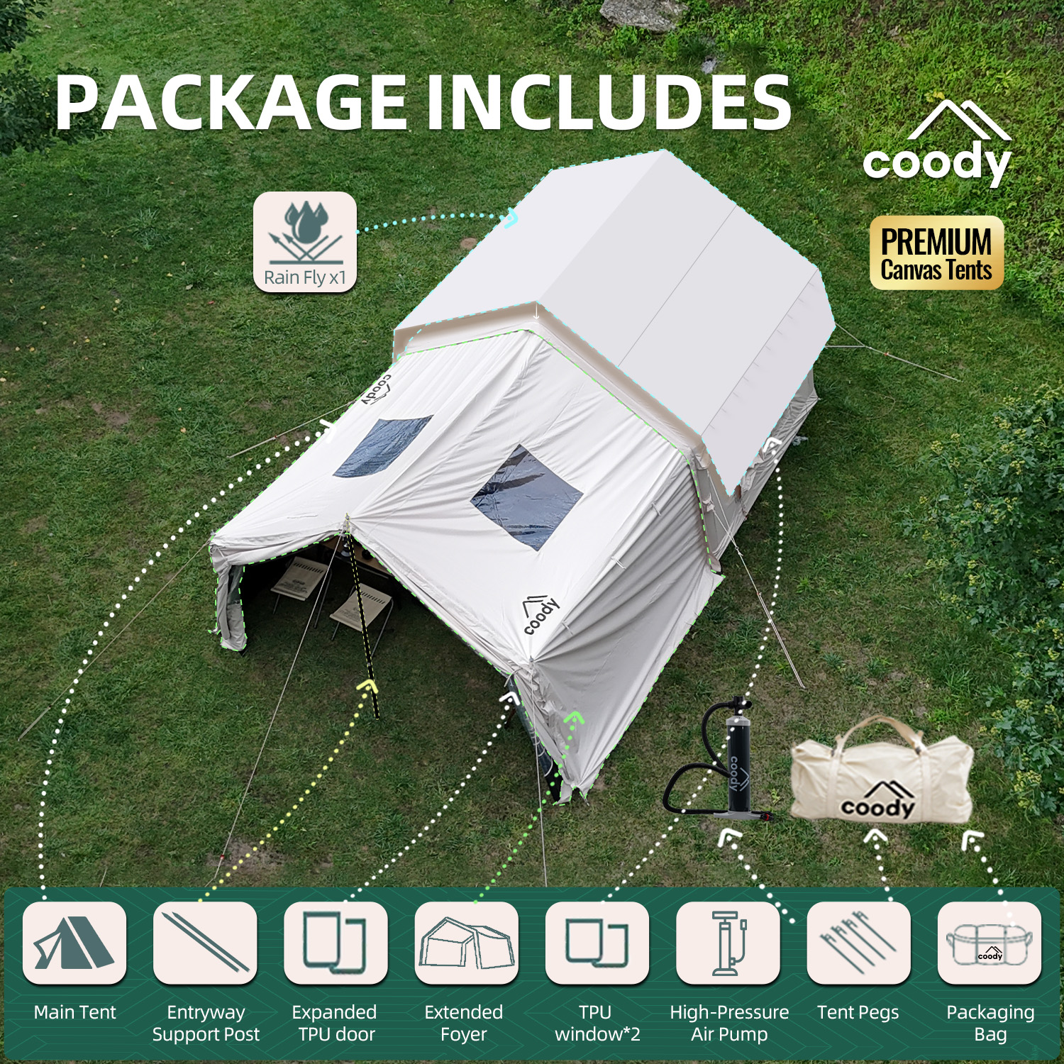 Coody 8.0 Inflatable Tent+Framed Foyer