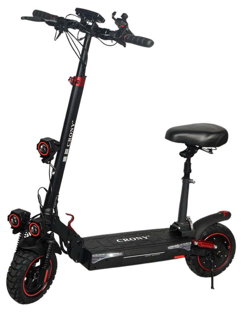 سكوتر كهربائي سريع السرعة T4، محرك 2000 واط، 48 فولت/13 أمبير/ساعة، إطارات 10 بوصات للطرق الوعرة، نظام تعليق مزدوج/فرامل قرصية هيدروليكية، مصابيح أمامية ثلاثية LED، قفل ذكي متصل بالتطبيق، مناسب لجميع التضاريس، سهل الطي، سكوتر كهربائي محمول للبالغين والأطف