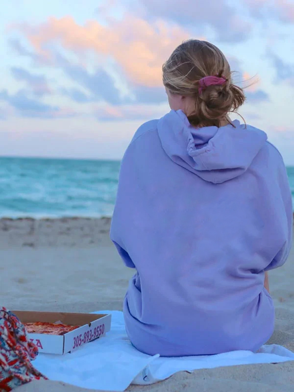 Light Purple Loose Hoodies /Personalized Custom Print Hoodies Sweatshirt