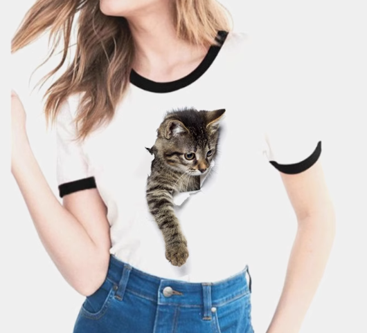 Women's Unisex T Shirt Patterned Print Animal Round Neck White 3D Print Outdoor Street Short Sleeve Print Clothing Sports Designer Casual Big and Tall / Summer / Summer