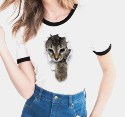 Women's Unisex T Shirt Patterned Print Animal Round Neck White 3D Print Outdoor Street Short Sleeve Print Clothing Sports Designer Casual Big and Tall / Summer / Summer