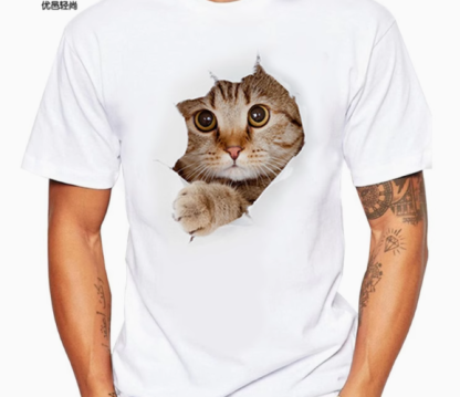 Women's Unisex T Shirt Patterned Print Animal Round Neck White 3D Print Outdoor Street Short Sleeve Print Clothing Sports Designer Casual Big and Tall / Summer / Summer