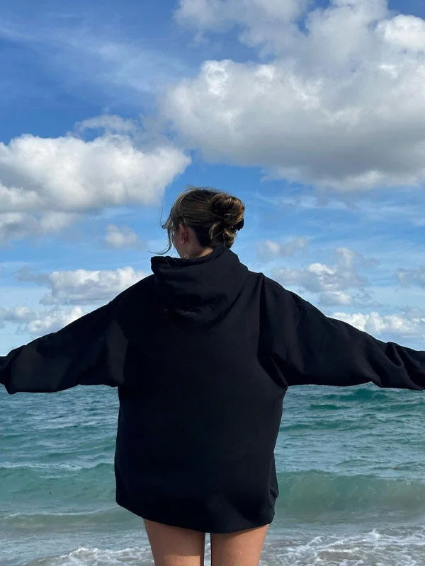 Simple White Loose Hoodies /Personalized Custom Print Hoodies Sweatshi