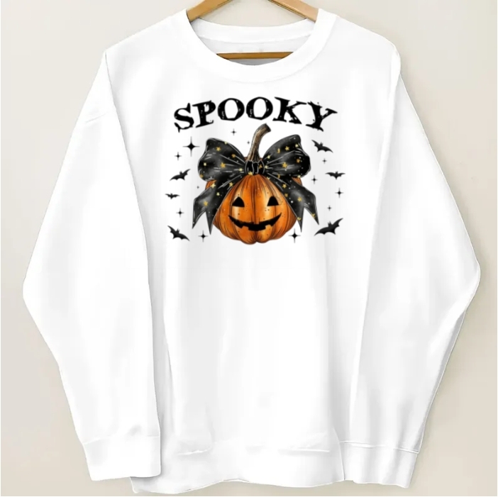 Spooky Grandma Mom Halloween Pumpkin Personalized Sleeve Printed Sweatshirt