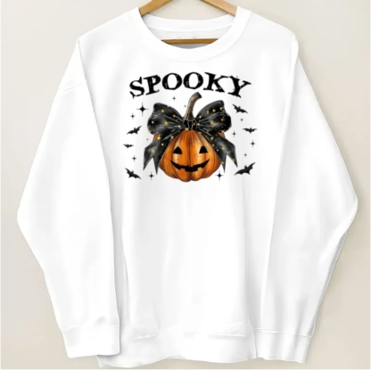 Spooky Grandma Mom Halloween Pumpkin Personalized Sleeve Printed Sweatshirt