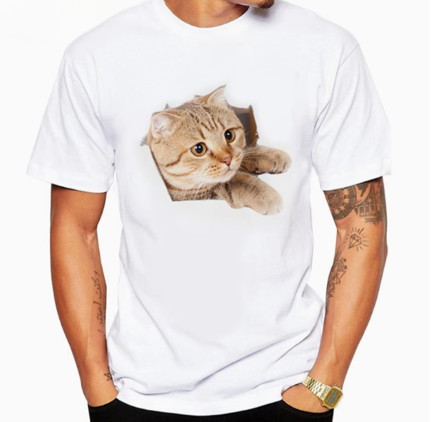 Women's Unisex T Shirt Patterned Print Animal Round Neck White 3D Print Outdoor Street Short Sleeve Print Clothing Sports Designer Casual Big and Tall / Summer / Summer