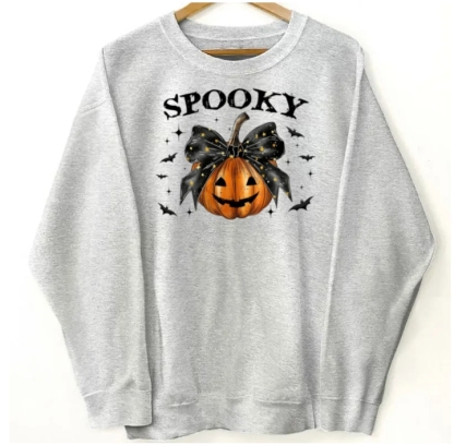 Spooky Grandma Mom Halloween Pumpkin Personalized Sleeve Printed Sweatshirt