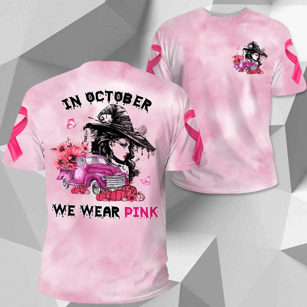 In October We Wear Pink, Shirts For Breast Cancer Family Member, Hallo