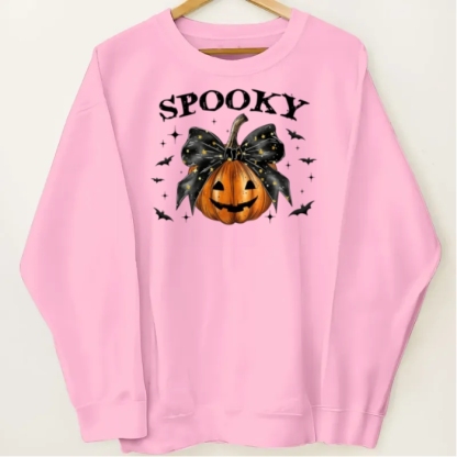 Spooky Grandma Mom Halloween Pumpkin Personalized Sleeve Printed Sweatshirt