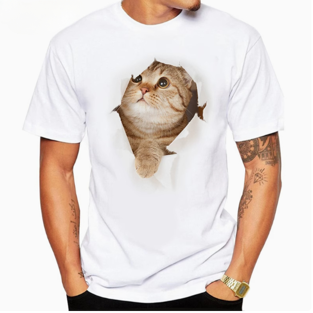 Women's Unisex T Shirt Patterned Print Animal Round Neck White 3D Print Outdoor Street Short Sleeve Print Clothing Sports Designer Casual Big and Tall / Summer / Summer