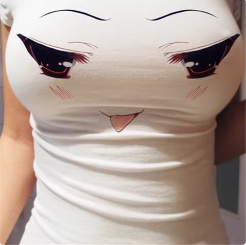 Women's Unisex T Shirt Emoji Print Sexy Big Bust Round Neck White 3D Print Outdoor Street Short Sleeve Print Clothing Sports Designer Casual Big and Tall / Summer / Summer