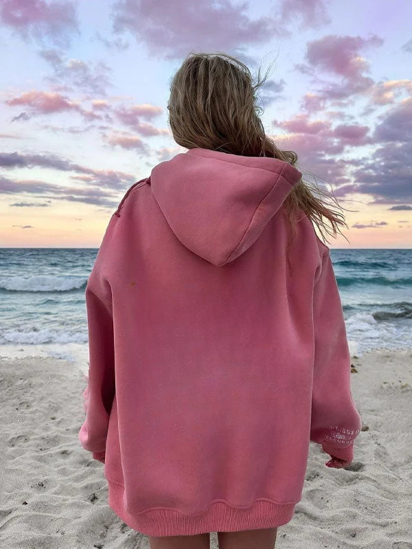 Simple White Loose Hoodies /Personalized Custom Print Hoodies Sweatshi