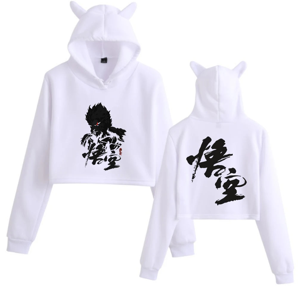 Black Myth : Wukong Women's Hoodie - White Edition with The Monkey King Design