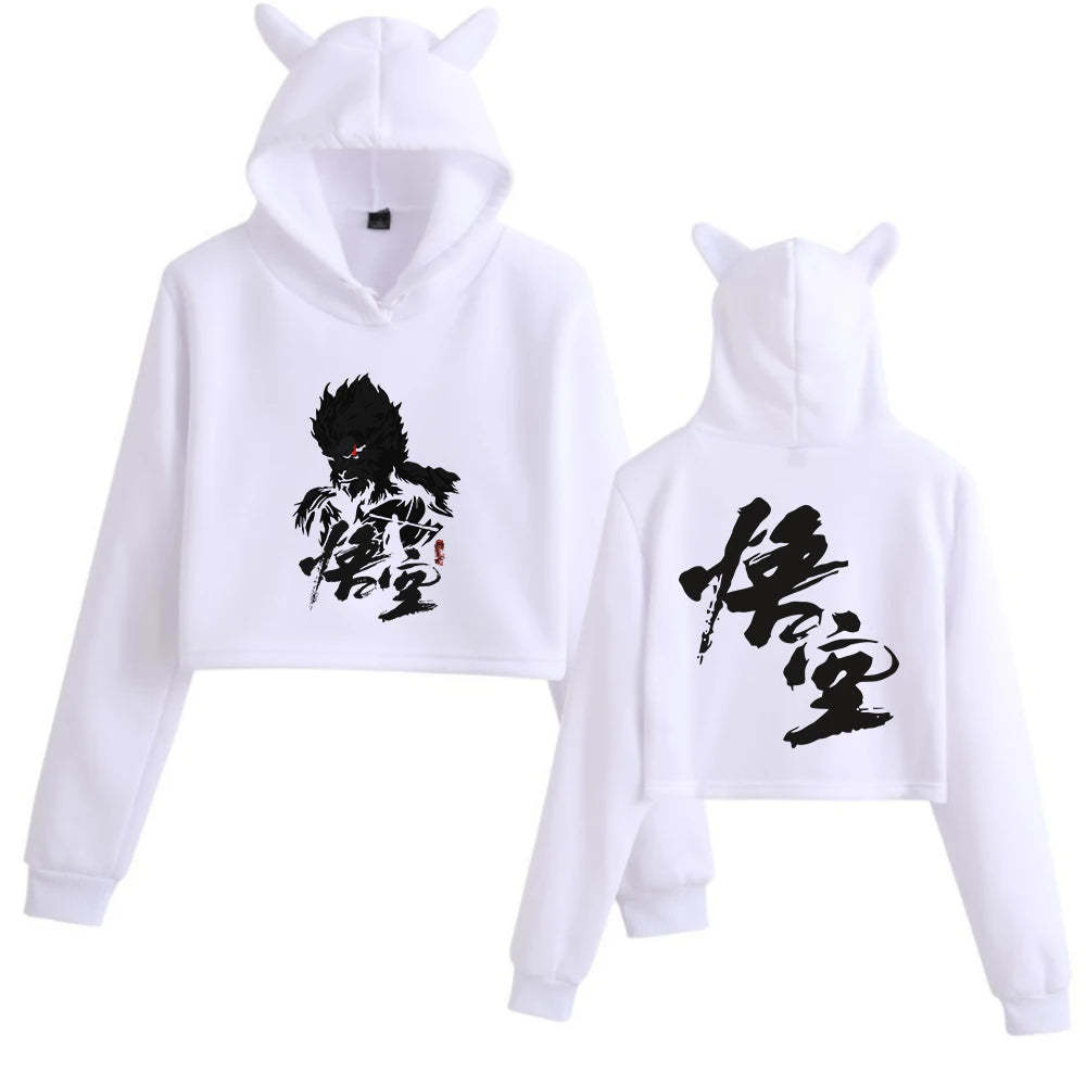 Black Myth : Wukong Women's Hoodie - White Edition with The Monkey Kin
