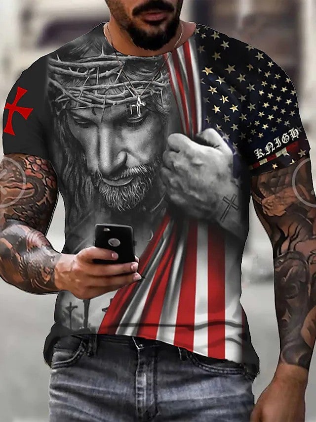 Men's T-Shirt 3D Print Graphic Optical Illusion Plus Size Short Sleeve Casual Tops.jpg Men's T-Shirt 3D Print Graphic Optical Illusion Plus Size Short Sleeve Casual Tops.jpg