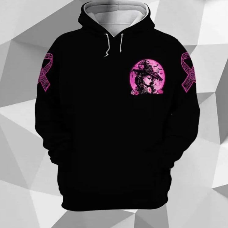 Breast Cancer Messed With The Wrong Witch, All Over Print Shirt For Breast Cancer Awareness, Happy Halloween, Name Can Be Changed