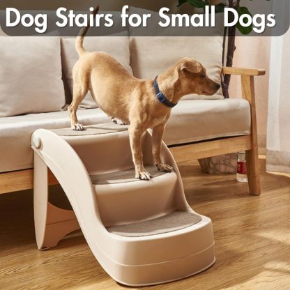 3-Step Folding Dog Stairs for Small Dogs Pet Stairs for High Beds, Sofas, and Vehicles Dog and Cat Steps Ideal for Small & Medium Pets