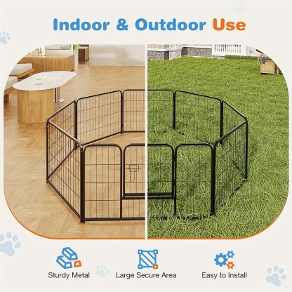 8 Panels Pet Dog Fence Puppy Training Cage Stretch Folding Fence Game Fence Safety Fence