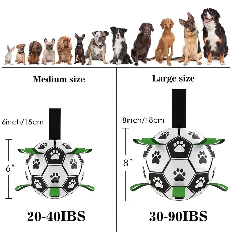  Durable Rubber Soccer Ball Dog Toy - Interactive Tug of War & Training Toy with Paw Prints
