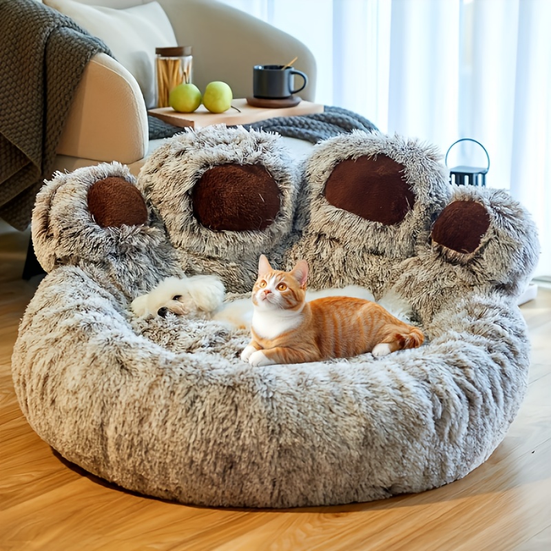 [Cozy | Plush] Soft Faux Fur Cozy Plush Paw-Shaped Pet Bed 