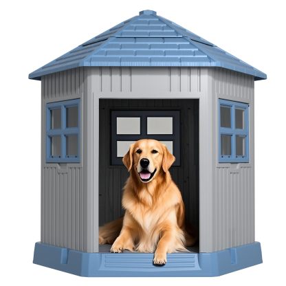Dog House Indoor Outdoor Durable Large Dog Shelter with Outside Dog Kennel with Window and Elevated Floor 