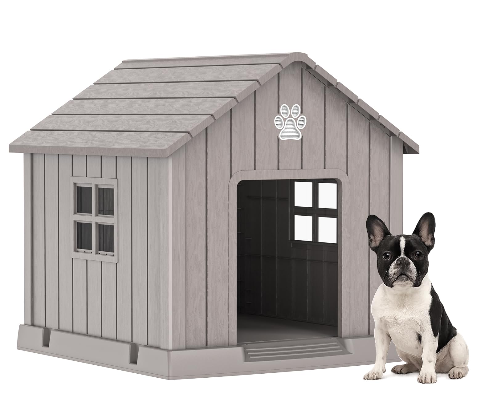 Dog House Indoor Outdoor Durable Large Dog Shelter with Outside Dog Ke