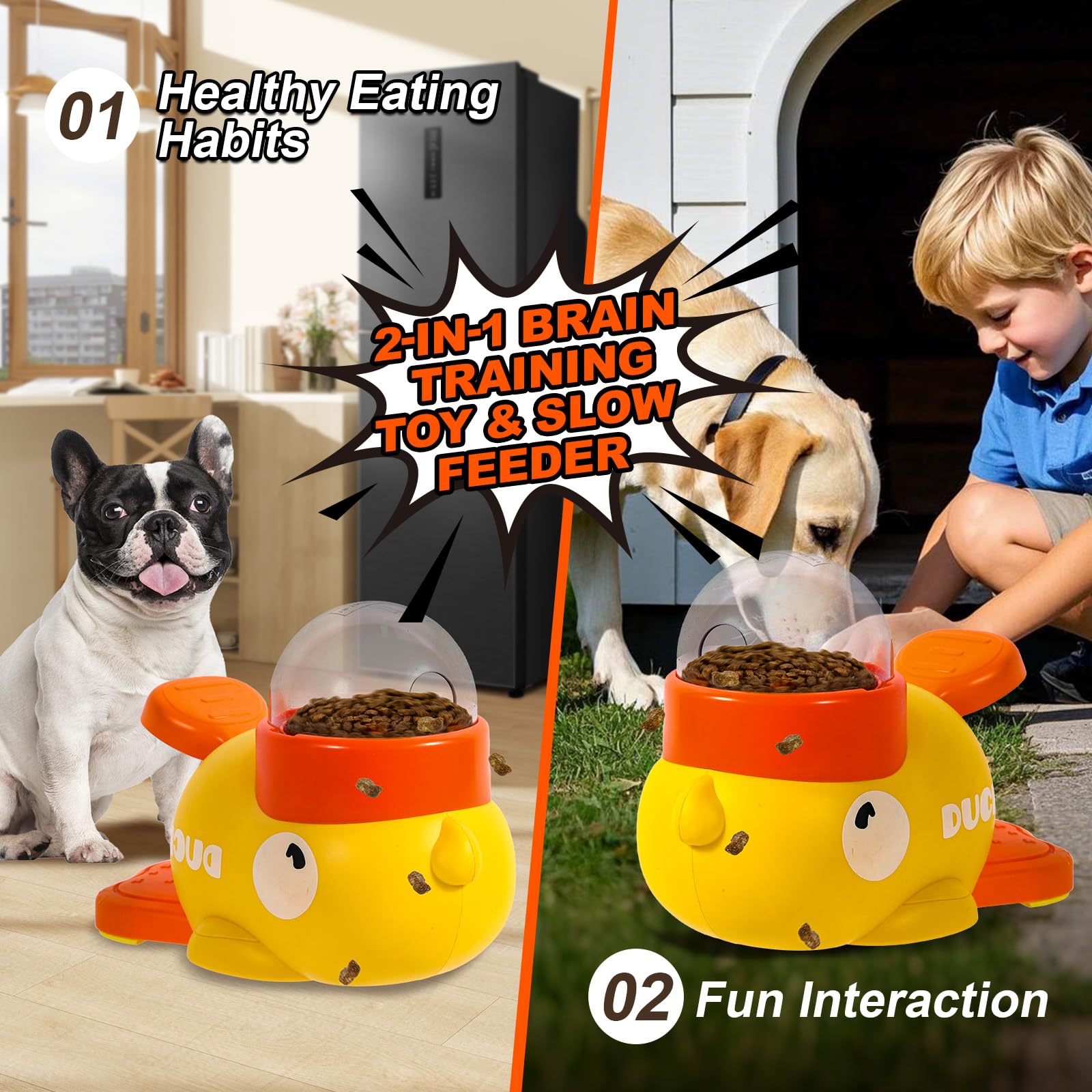 2-in-1 Interactive Dog Slow Feeder Puzzle Toy