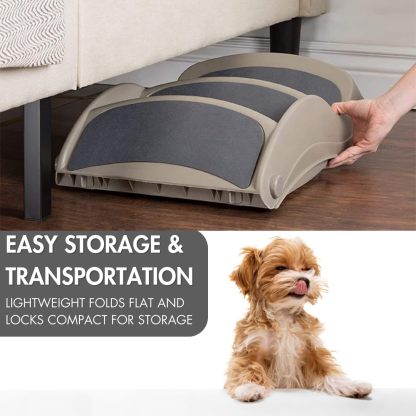 3-Step Folding Dog Stairs for Small Dogs Pet Stairs for High Beds, Sofas, and Vehicles Dog and Cat Steps Ideal for Small & Medium Pets
