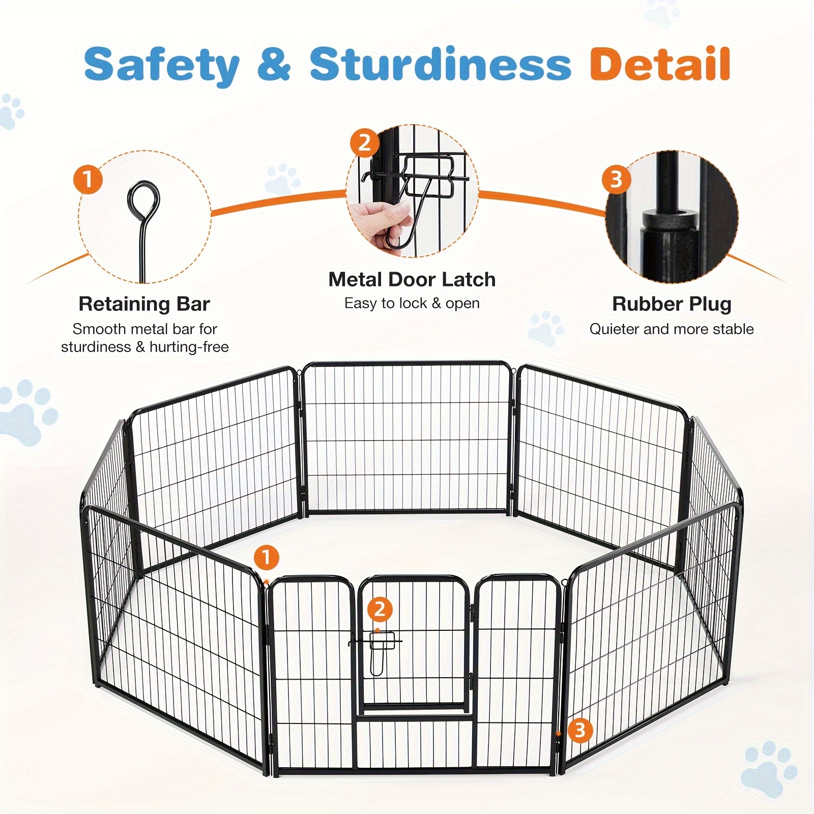 8 Panels Pet Dog Fence Puppy Training Cage Stretch Folding Fence Game Fence Safety Fence