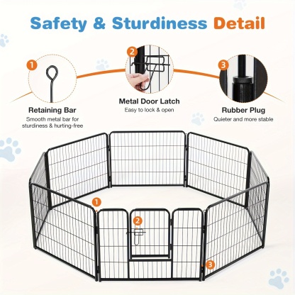 8 Panels Pet Dog Fence Puppy Training Cage Stretch Folding Fence Game Fence Safety Fence