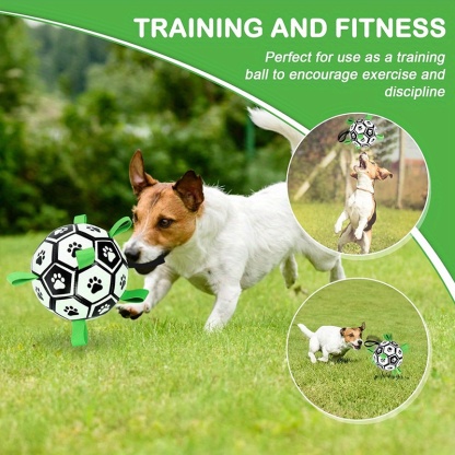  Durable Rubber Soccer Ball Dog Toy - Interactive Tug of War & Training Toy with Paw Prints