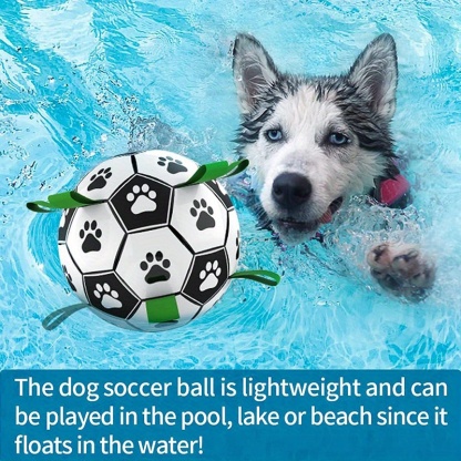  Durable Rubber Soccer Ball Dog Toy - Interactive Tug of War & Training Toy with Paw Prints