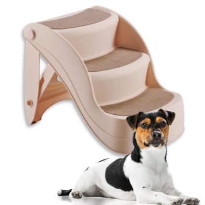 3-Step Folding Dog Stairs for Small Dogs Pet Stairs for High Beds, Sofas, and Vehicles Dog and Cat Steps Ideal for Small & Medium Pets